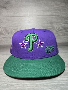 Phillies New Era Purple/Green MLB x Big League Chew Grape 59FIFTY Fitted Hat 7.5